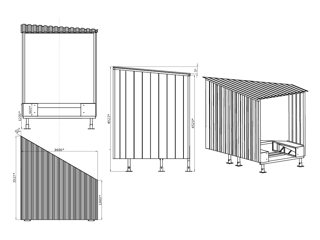 DHOUS 60 series. Standard angled dock house (60°) for an embedded type dock leveler with hinged or telescopic lip.